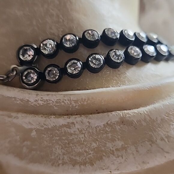 Vintage Choker Style Double Strand Rhinestone Necklace - Picture 5 of 8